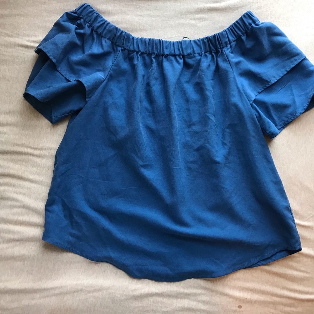 H&M Blue Off the Shoulder Top